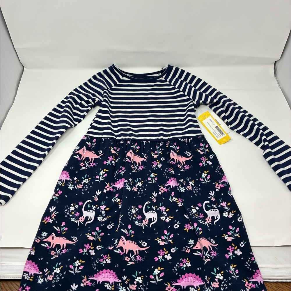 Rumi & Ryder Blue and White Raglan Long Sleeve Casual Dress